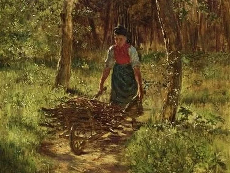 1856-Gustav Kispert - Nel bosco a raccogliere legna